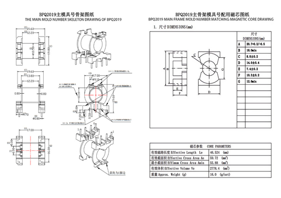 BPQ2019 PQ20 Horizontal 4 4 PIN Power Transformer And Distribution Transformer Optimal For Industrial