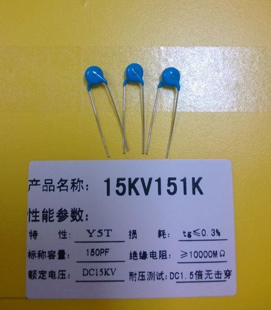 Green 151K Carbon Film Resistor Ceramic Disc Capacitor Singlelayer 15KV 150pF Y5T