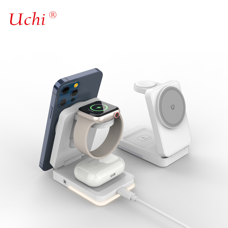 Private Mold G12 Foldable Multi-Functional Fast Charging Three-In-One Wireless Charger For Smartphones Watches Headphones