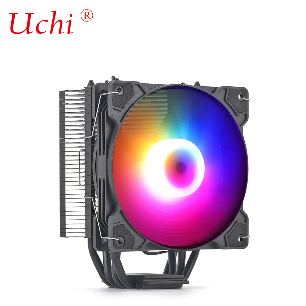 Black Radiator Fan Lighted Copper Heatpipe Universal Cpu Cooler For ...